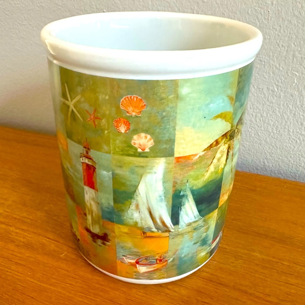 Like New - Beach / Lighthouse Themed Utensil Crock